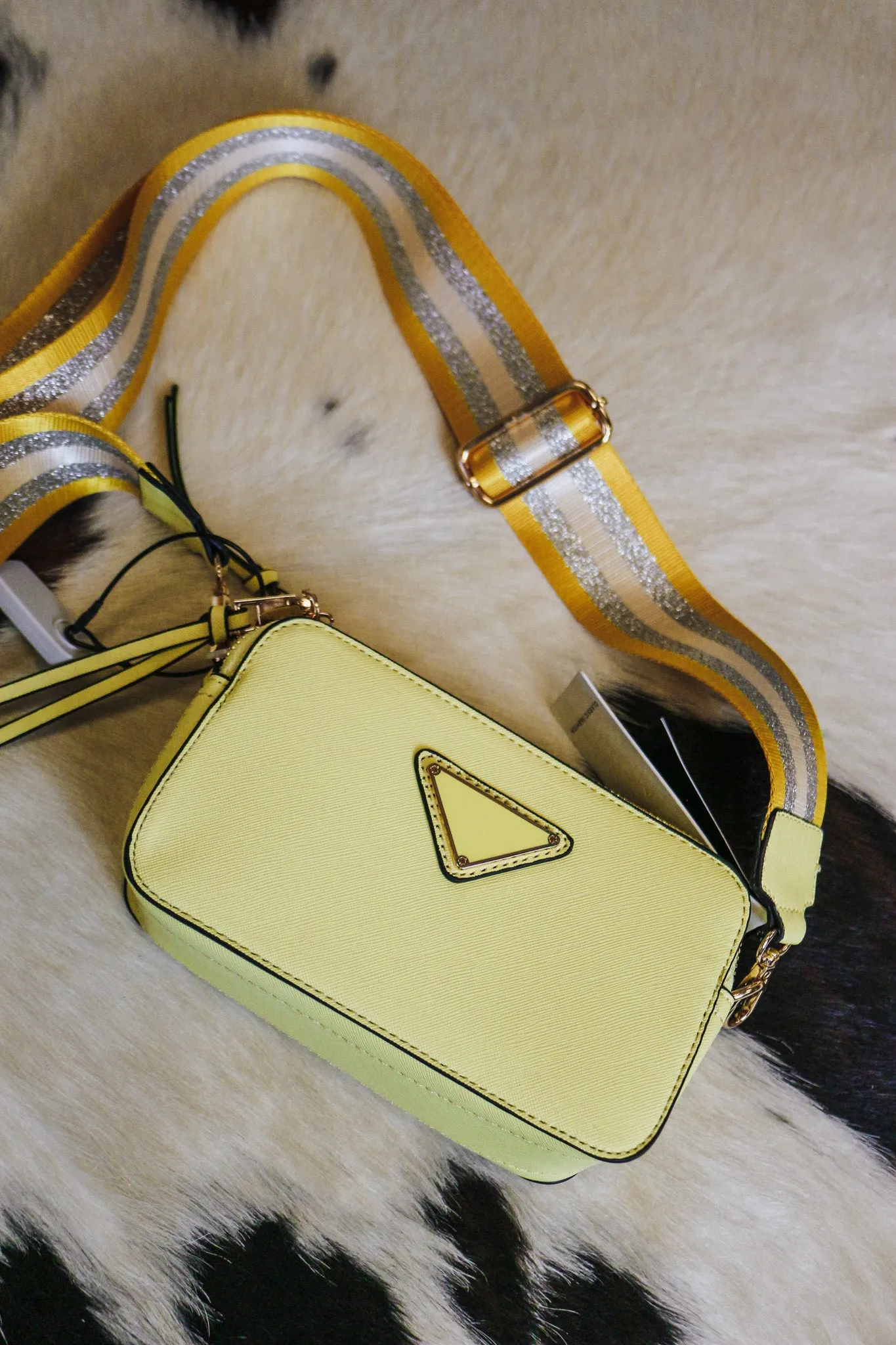 2 in 1 Smooth Zipper Crossbody Bag & Wallet Set- Yellow