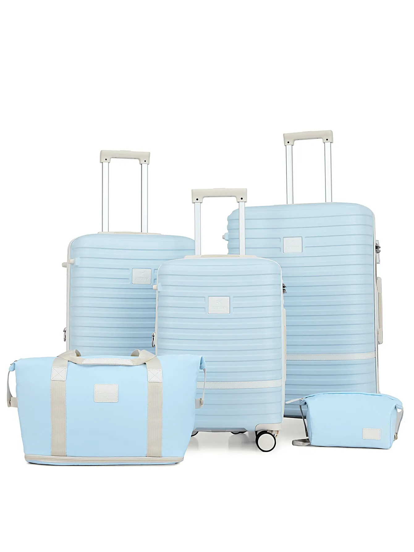 5 Pieces Set Stripes Luggage Set Hard Shell Lightweight Luggage TR008