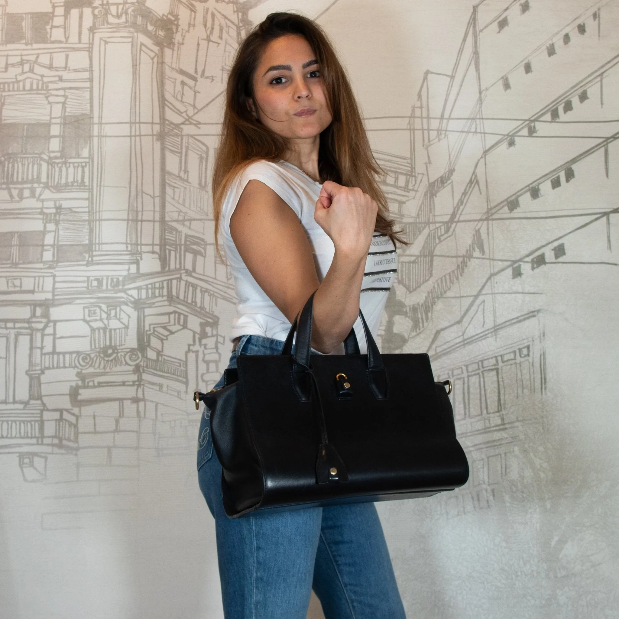 Alexander Tote Bag Black Leather