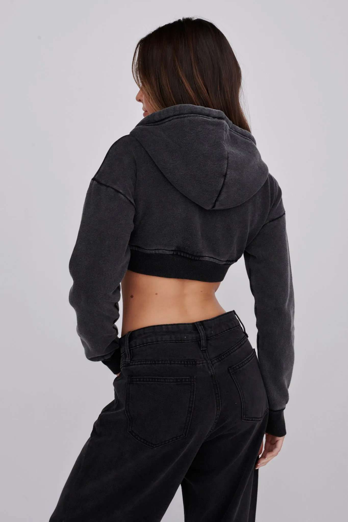 Alias Crop Hoodie Jacket Washed Black