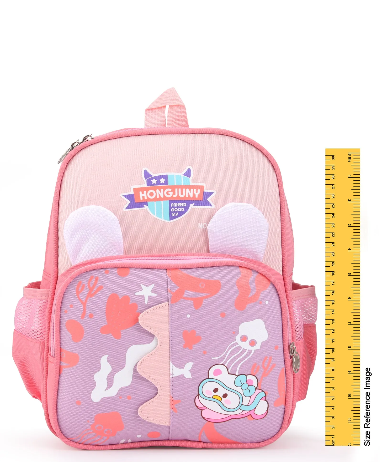 Aqua Print Double Pocket Backpack - Pink