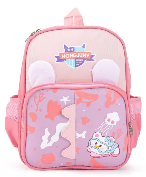 Aqua Print Double Pocket Backpack - Pink