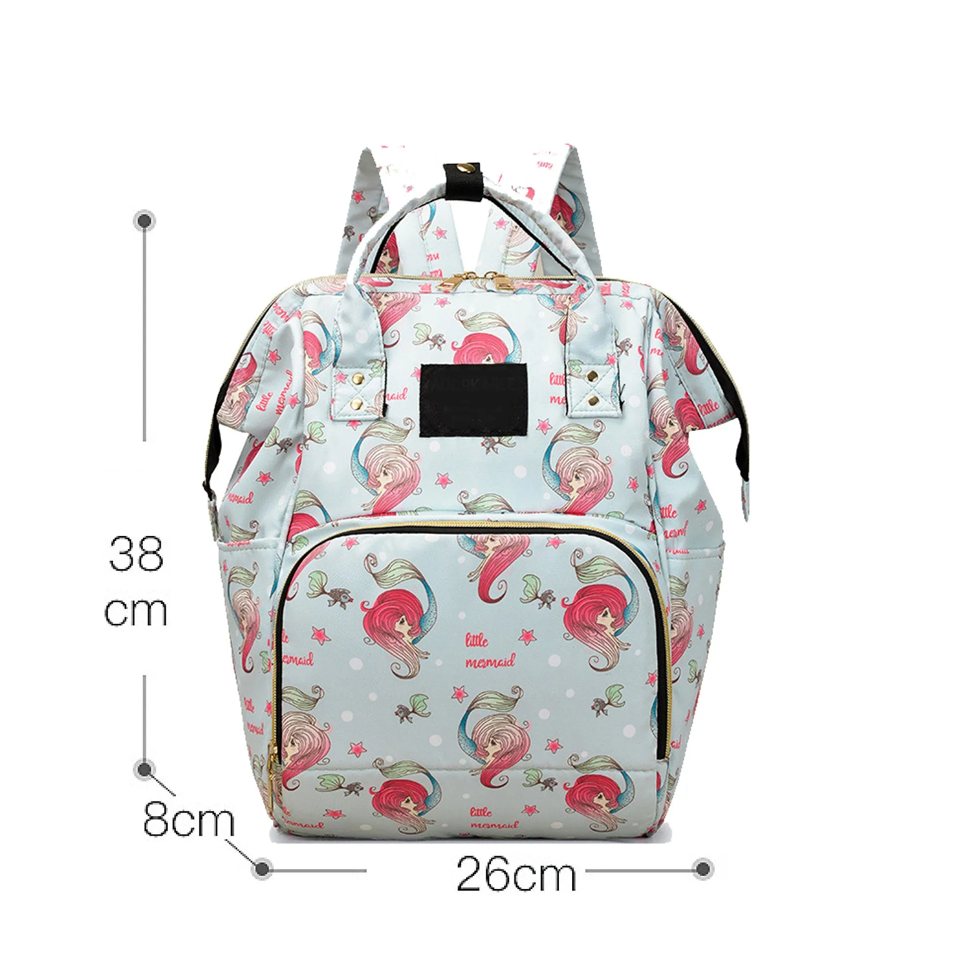 Babymoon Mother Diaper Bag Lightweight Multifunctional Travel Unisex Diaper Backpack | Blue Mermaid