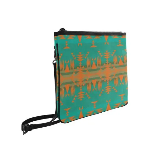 Between the Mountains Deep Lake Orange Slim Clutch Bag