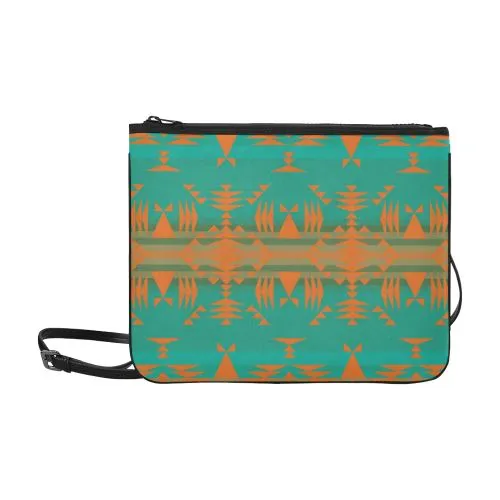 Between the Mountains Deep Lake Orange Slim Clutch Bag