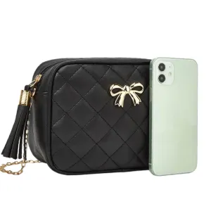 Black Quilted Crossbody Handbag