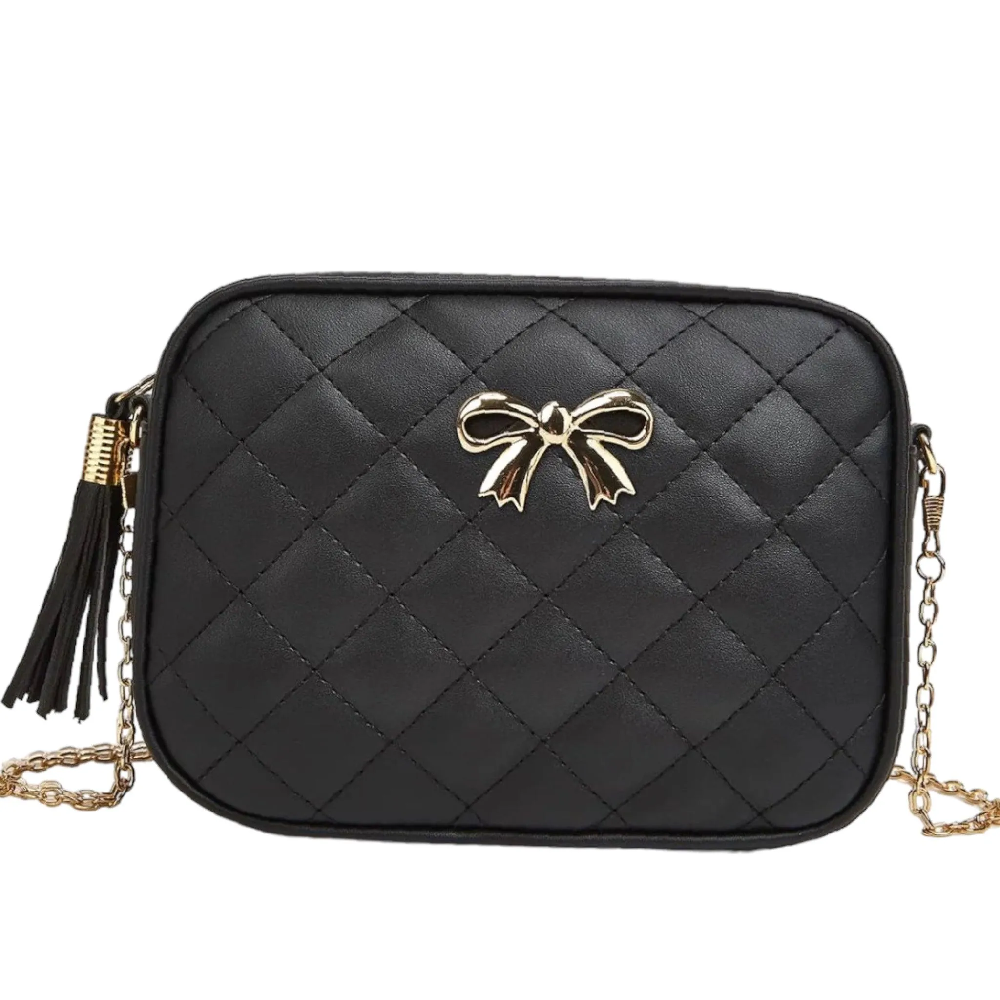 Black Quilted Crossbody Handbag