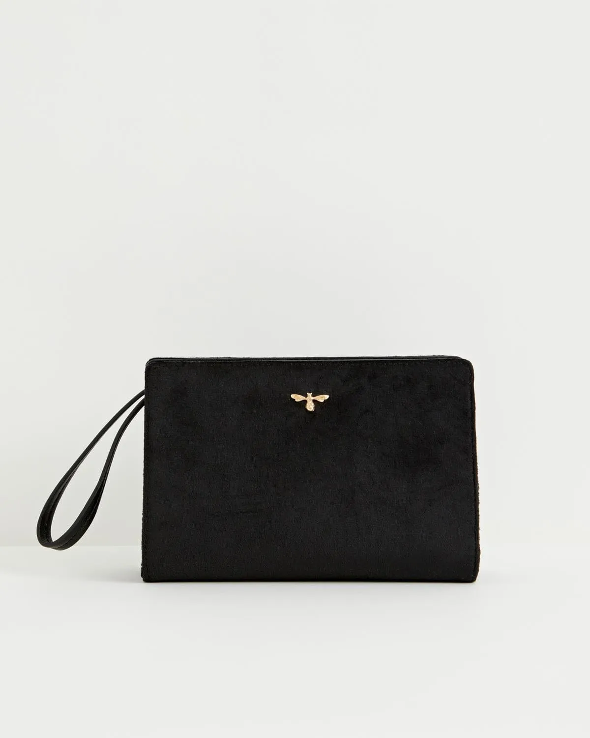 Bonnie Velvet Wristlet Pouch - Black