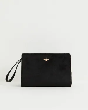 Bonnie Velvet Wristlet Pouch - Black