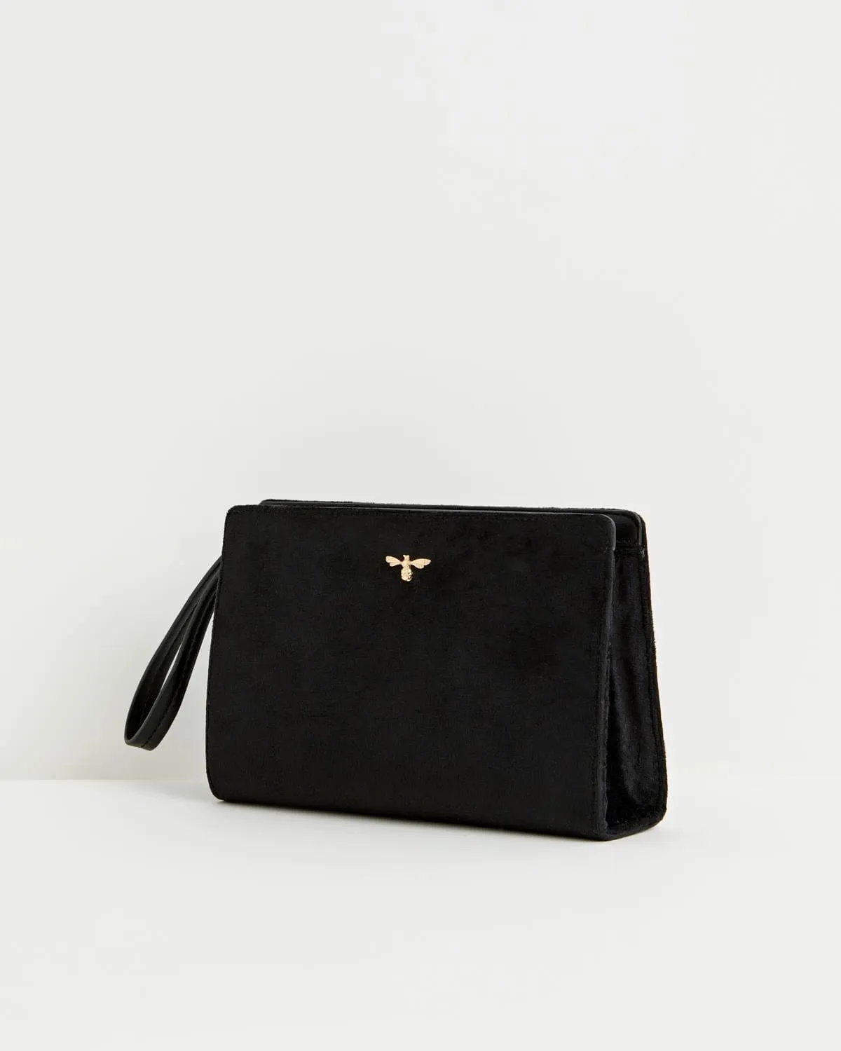 Bonnie Velvet Wristlet Pouch - Black