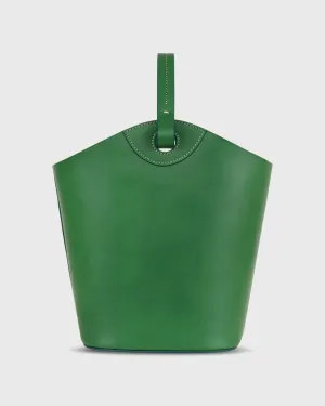 Bucket Tote in Green Leather