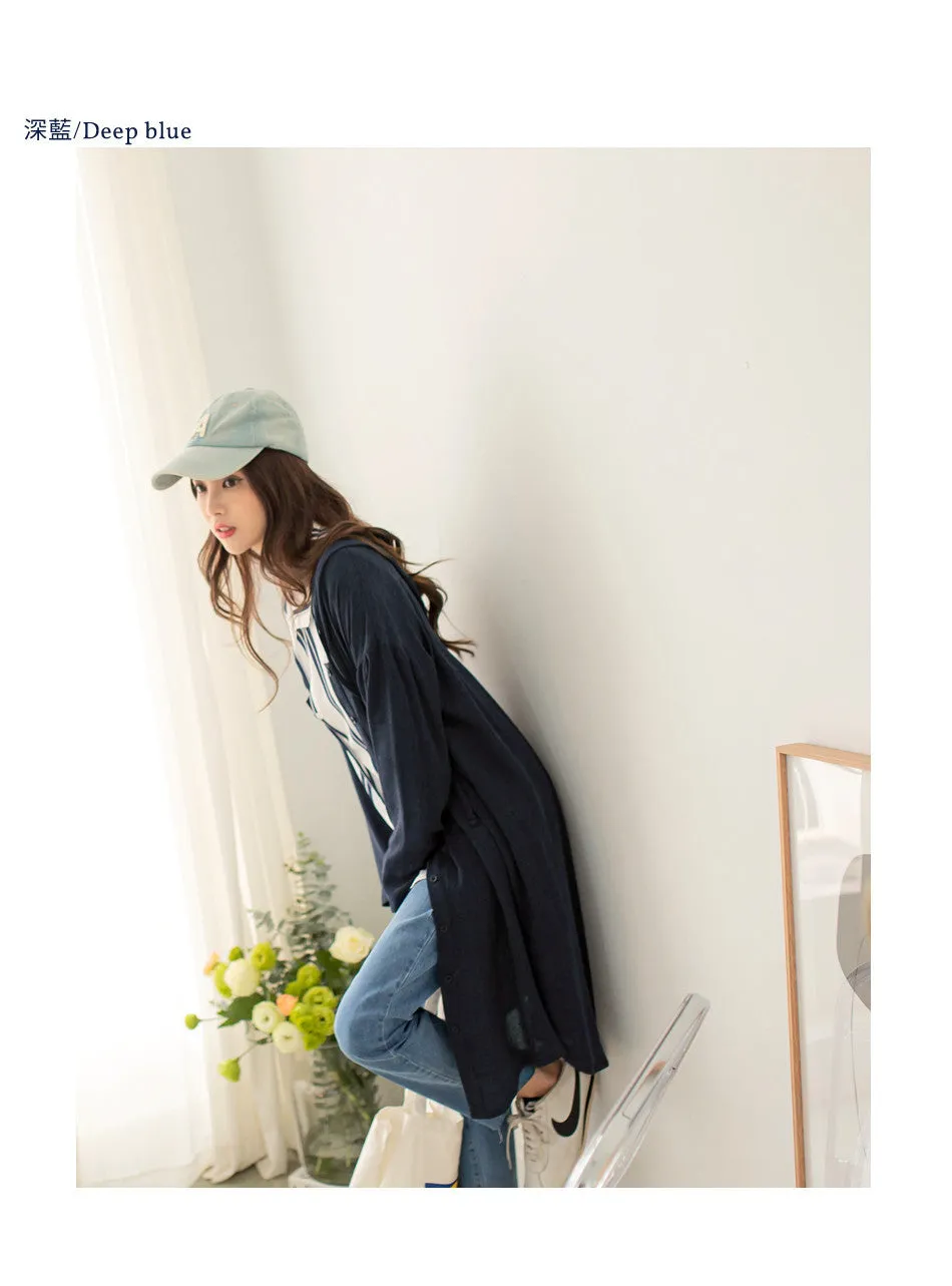 Casual Basic Loose Long Hooded Cardigan Jacket