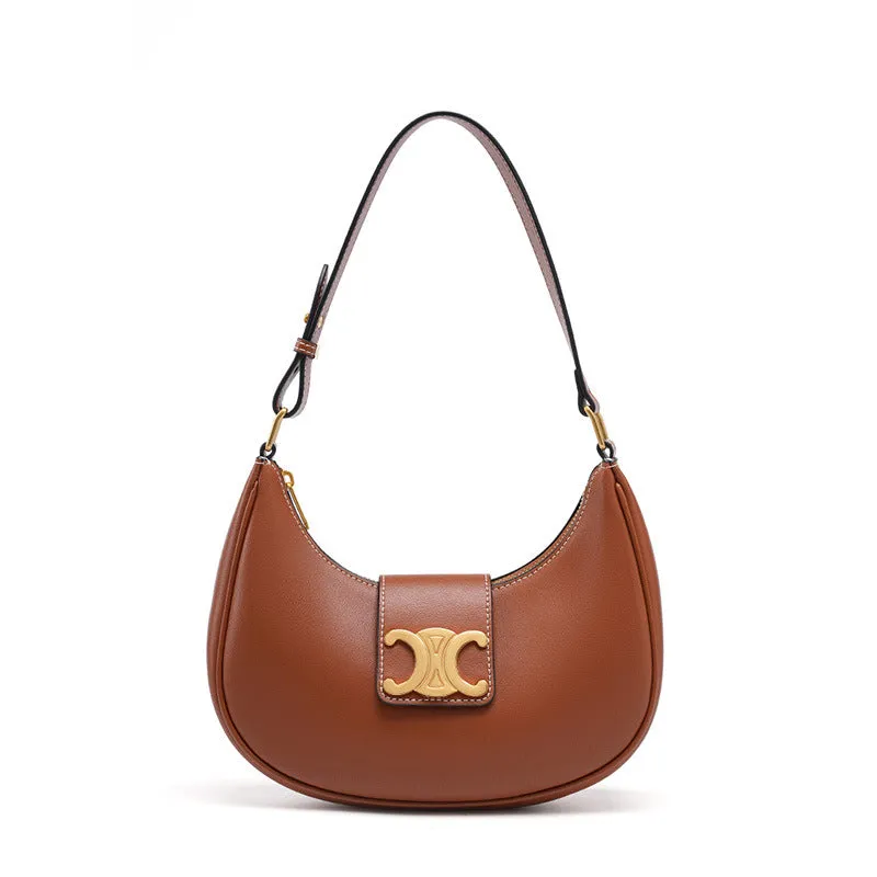 CLASSIC VERSATILE SADDLE BAG UNDERARM BAG GENUINE LEATHER WOMEN'S BAG TRIUMPHAL ARCH BAG