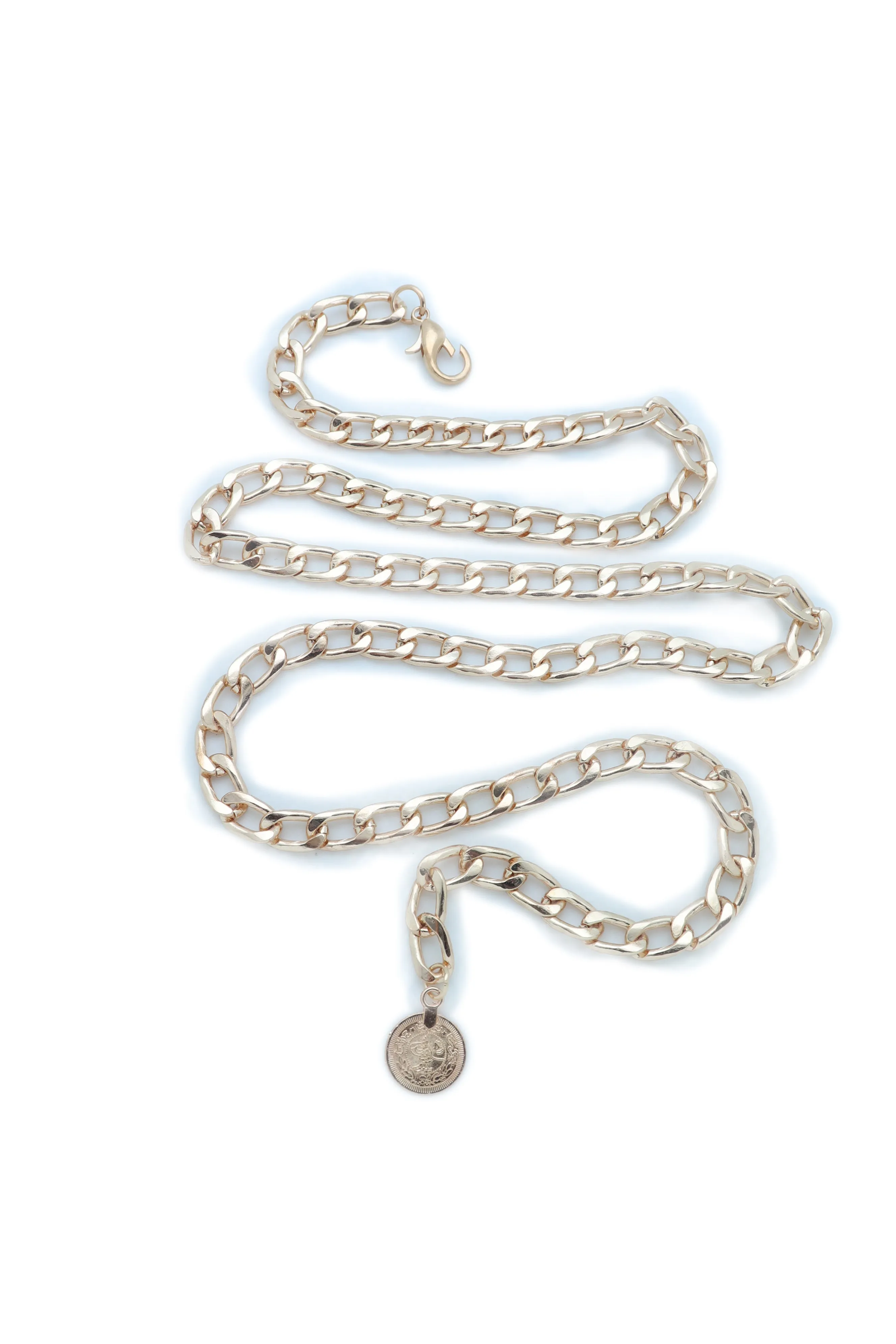 Classy Metal Chain Belt with Coin Charm