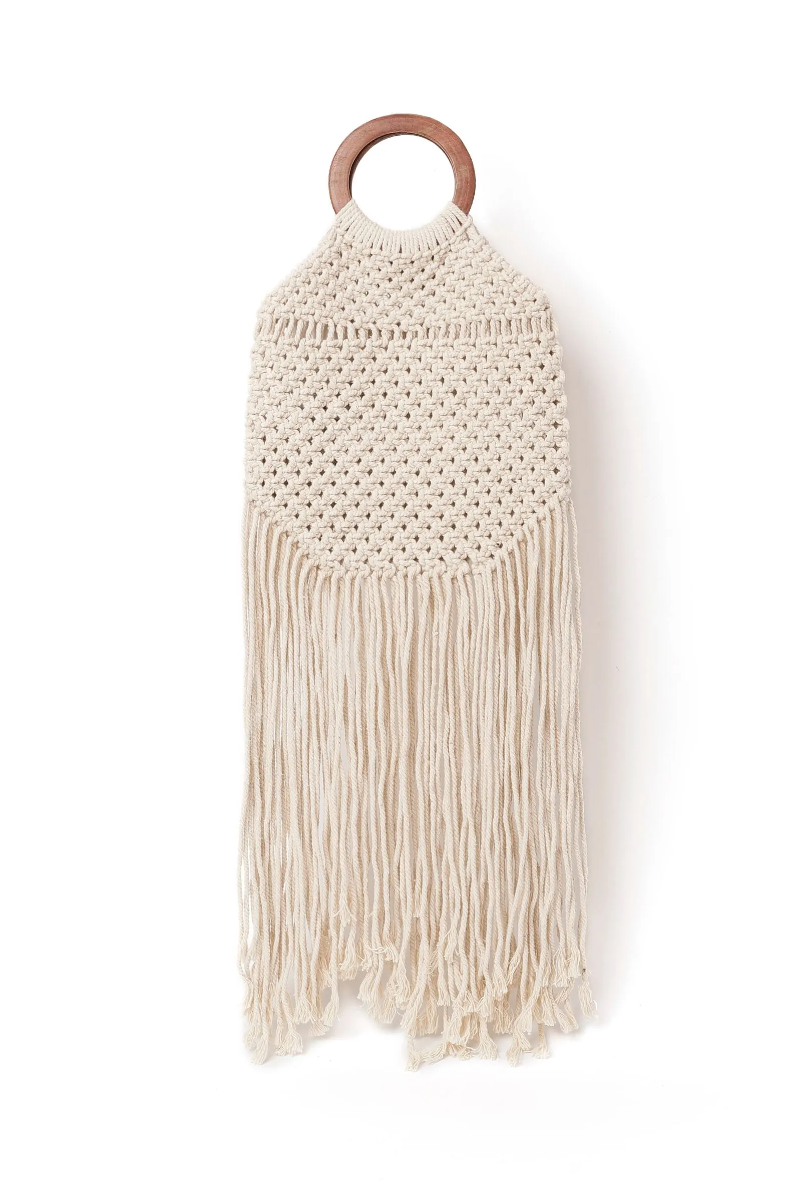 Cream White Macrame Satchel Bag