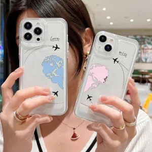 Cute Couple Heart Love Map Custom  Slim Soft Case