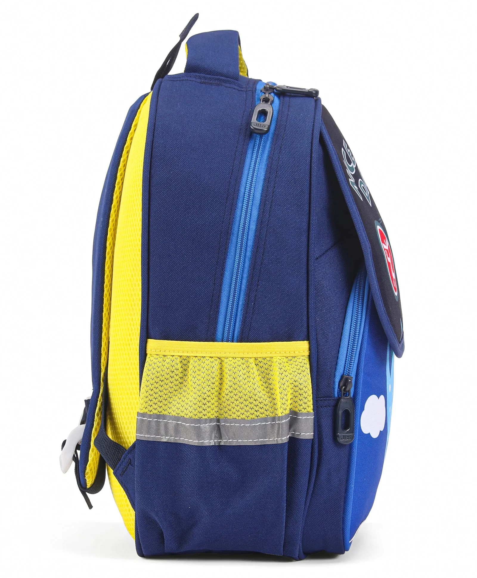 Dino Print Backpack - Navy & Yellow