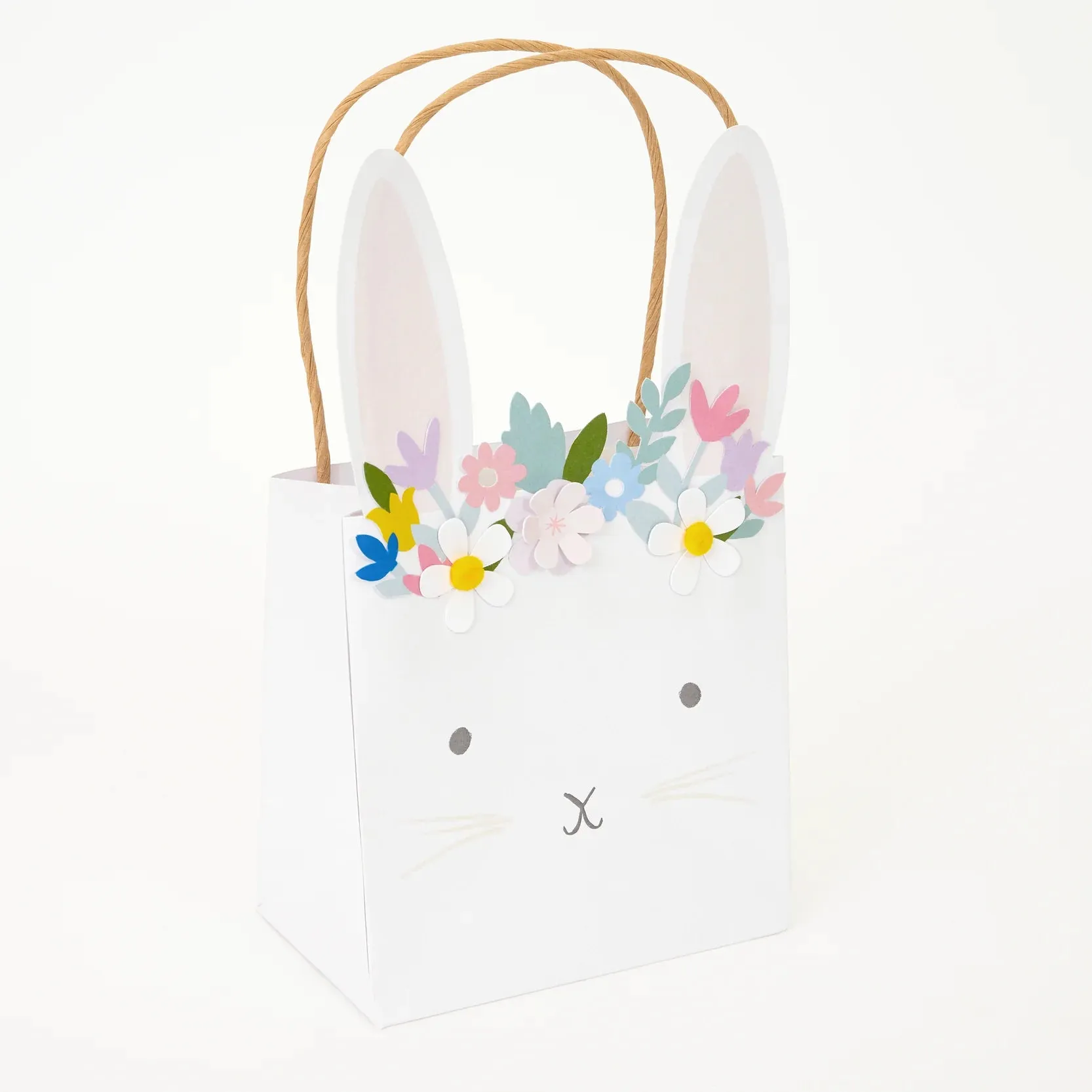 Easter Bunny Party Bags, Set of 6 Bunny Favor Bags with Floral Crown by Meri Meri, Perfect for handing out Easter favors & treats!