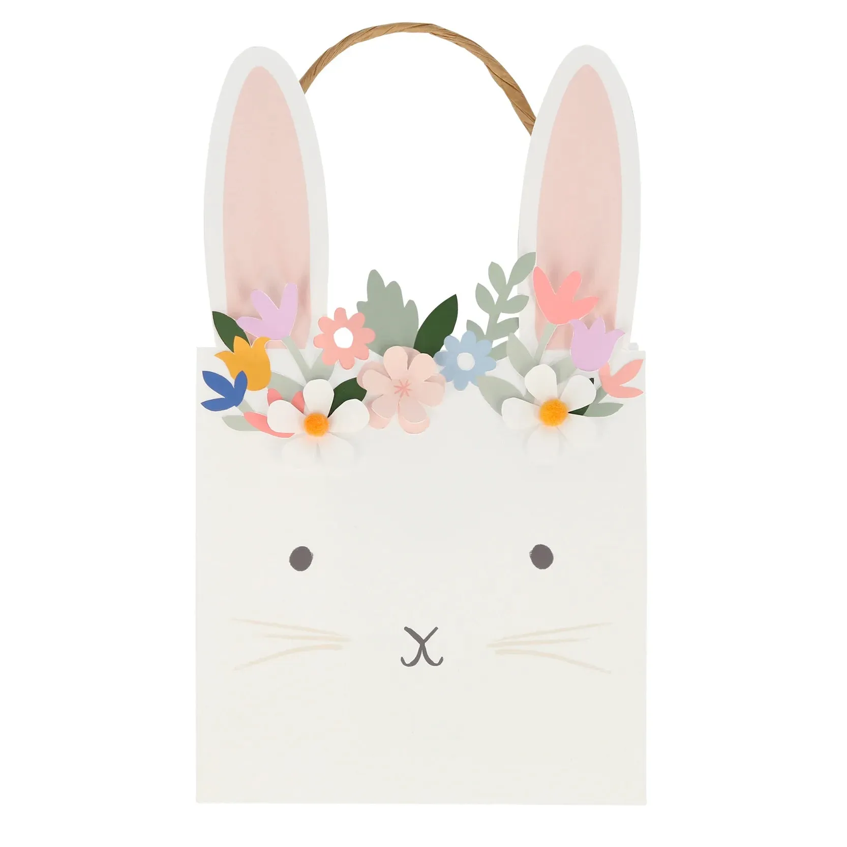 Easter Bunny Party Bags, Set of 6 Bunny Favor Bags with Floral Crown by Meri Meri, Perfect for handing out Easter favors & treats!