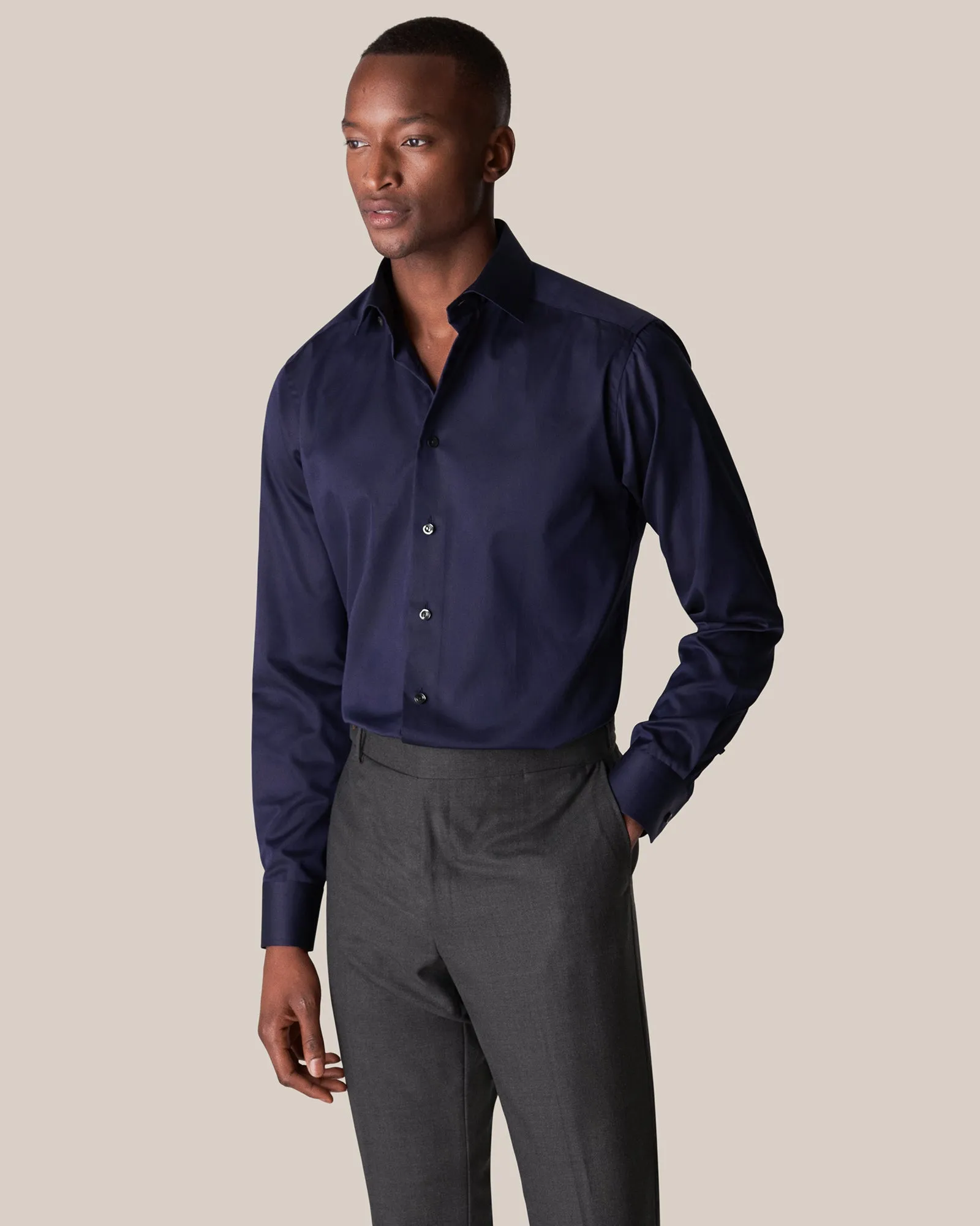 ETON 30007951129 NAVY SIGNATURE TWILL SLIM SC SHIRT