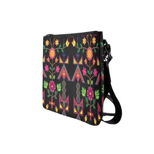 Geometric Floral Spring-Black Slim Clutch Bag