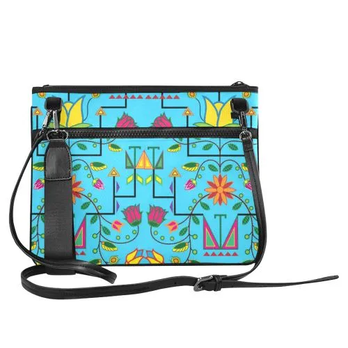 Geometric Floral Summer-Sky Blue Slim Clutch Bag