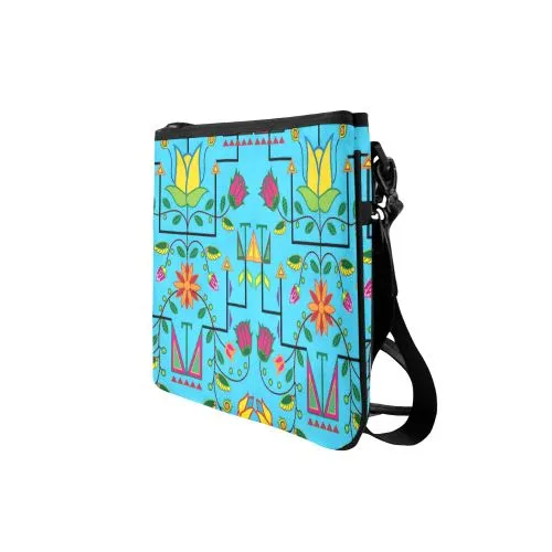 Geometric Floral Summer-Sky Blue Slim Clutch Bag