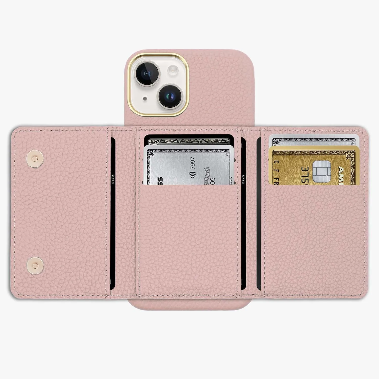 iPhone 14 Pro Leather Case with MagSafe Trifold Wallet Set