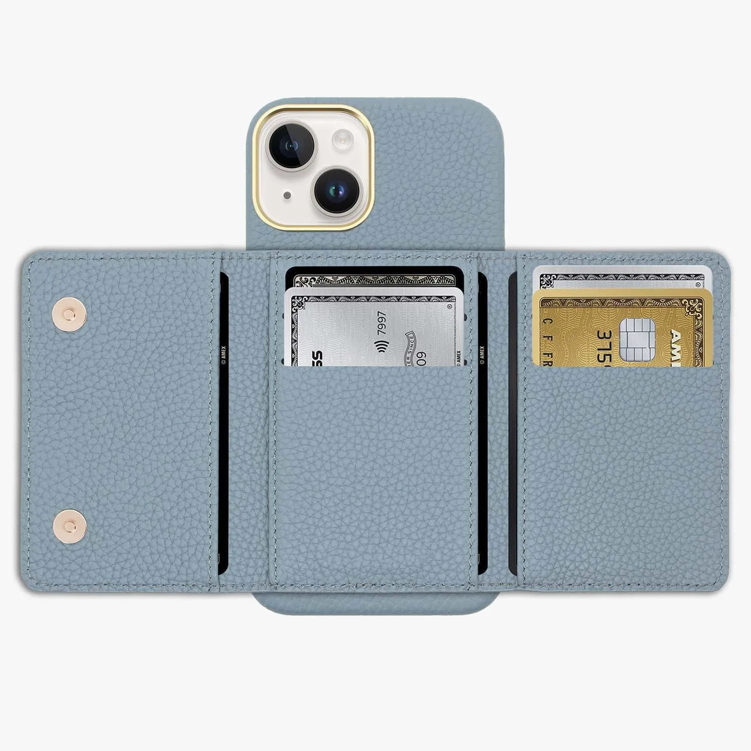 iPhone 14 Pro Leather Case with MagSafe Trifold Wallet Set