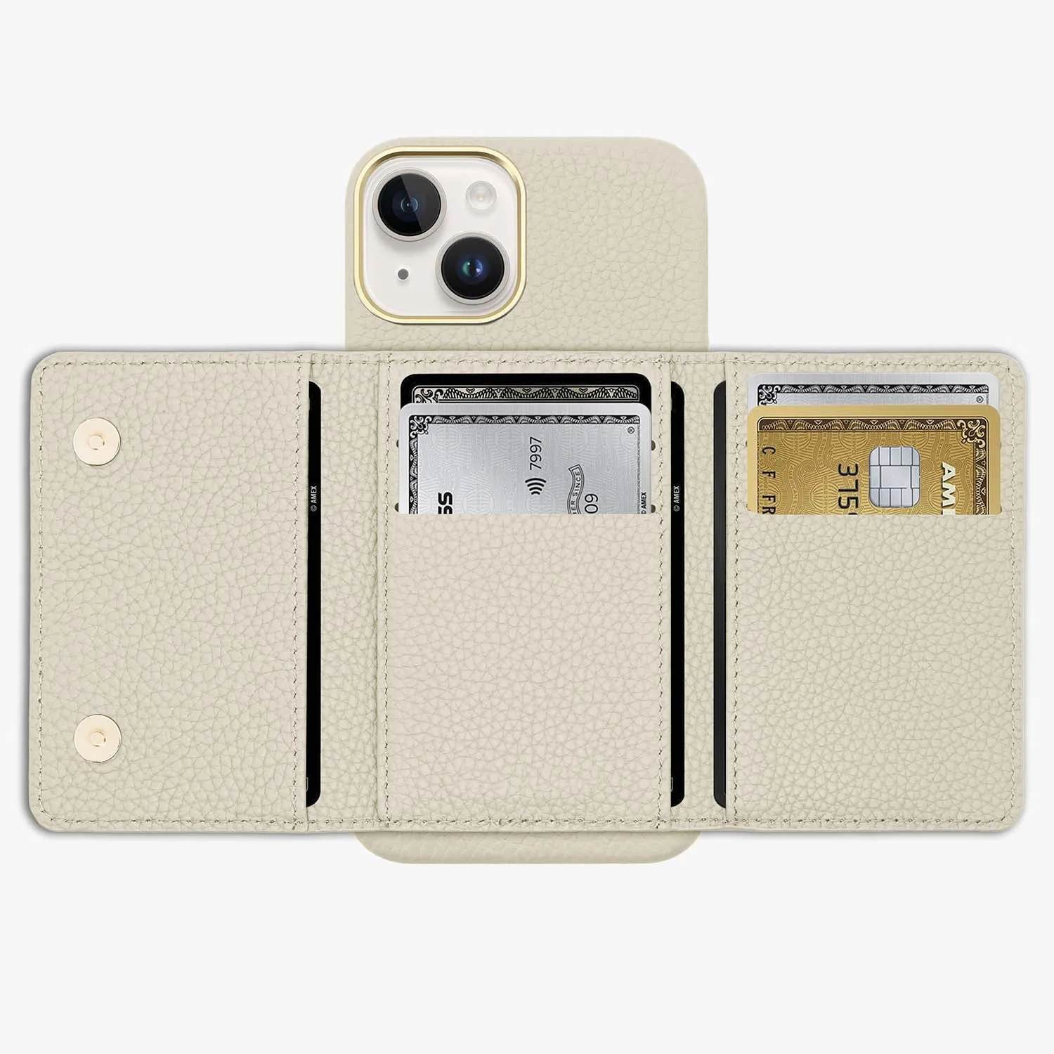 iPhone 14 Pro Leather Case with MagSafe Trifold Wallet Set