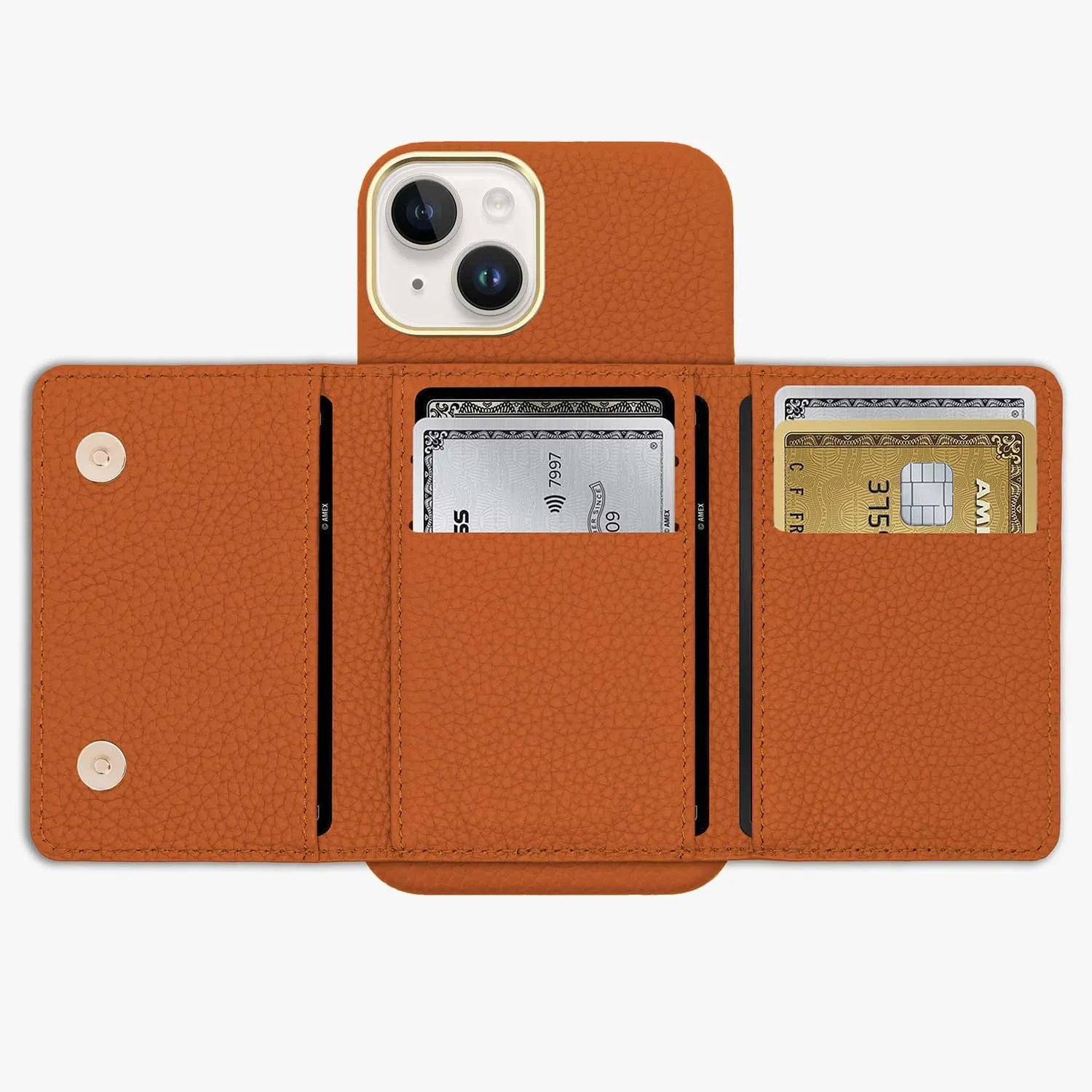 iPhone 14 Pro Leather Case with MagSafe Trifold Wallet Set