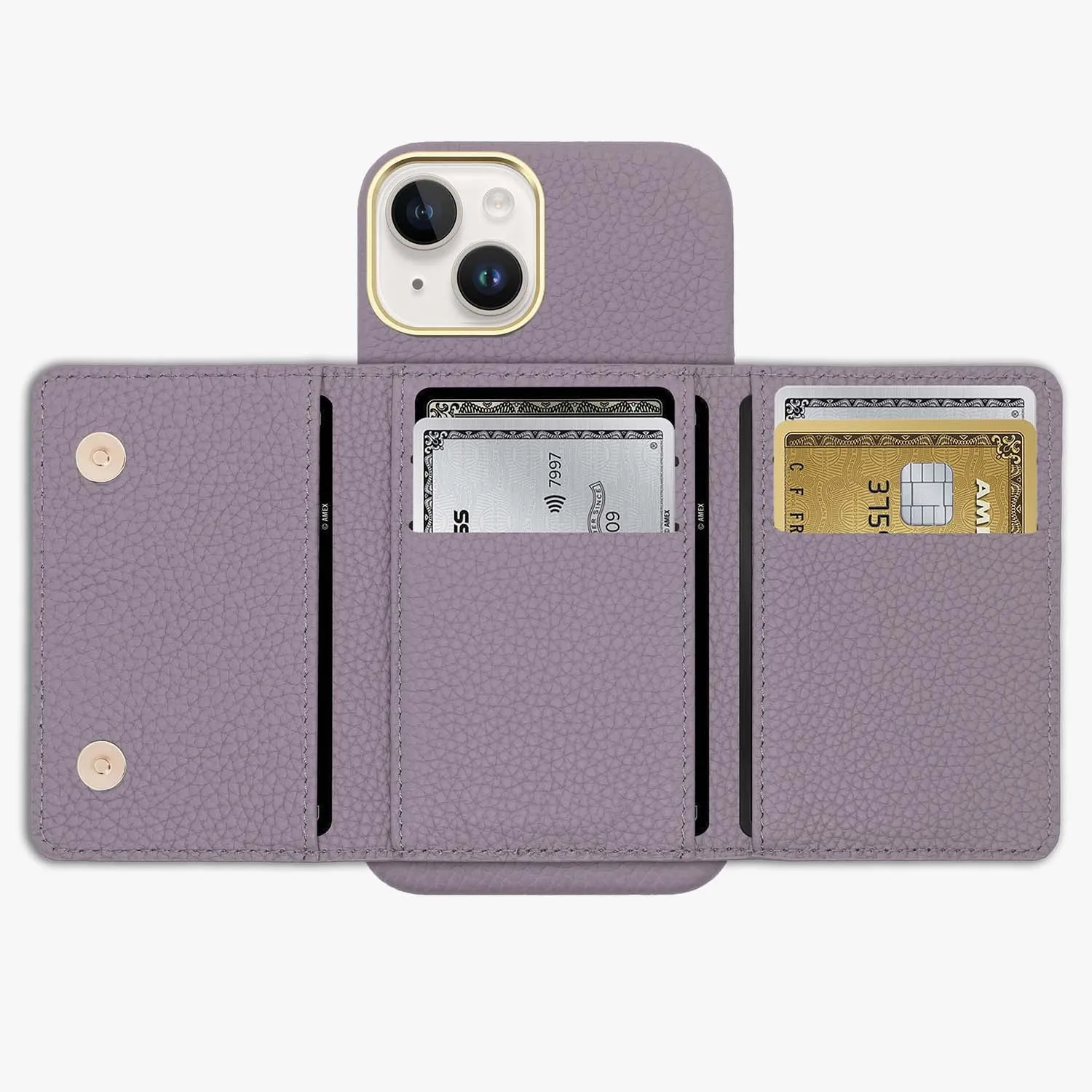 iPhone 14 Pro Leather Case with MagSafe Trifold Wallet Set