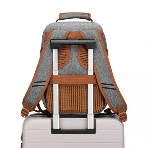 Kono Lightweight Cabin Bag Travel Business Backpack - Grey and Brown | Durable, Spacious & Airline-Compatible