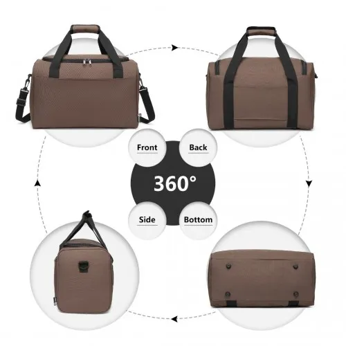 Kono Structured Travel Duffle Bag - Brown | Premium Oxford Cloth | Water Resistant | Perfect for A4 Items & Laptops