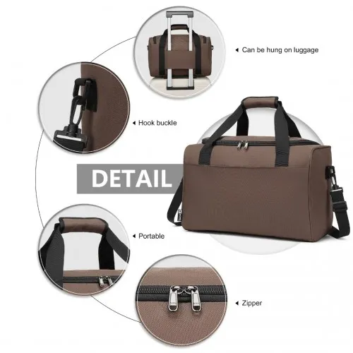 Kono Structured Travel Duffle Bag - Brown | Premium Oxford Cloth | Water Resistant | Perfect for A4 Items & Laptops