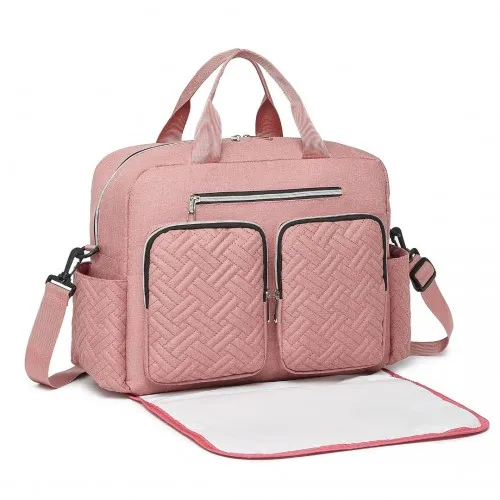 Kono Versatile Diaper Changing Tote Bag - Waterproof, Thermal Insulated, Large Capacity - Pink