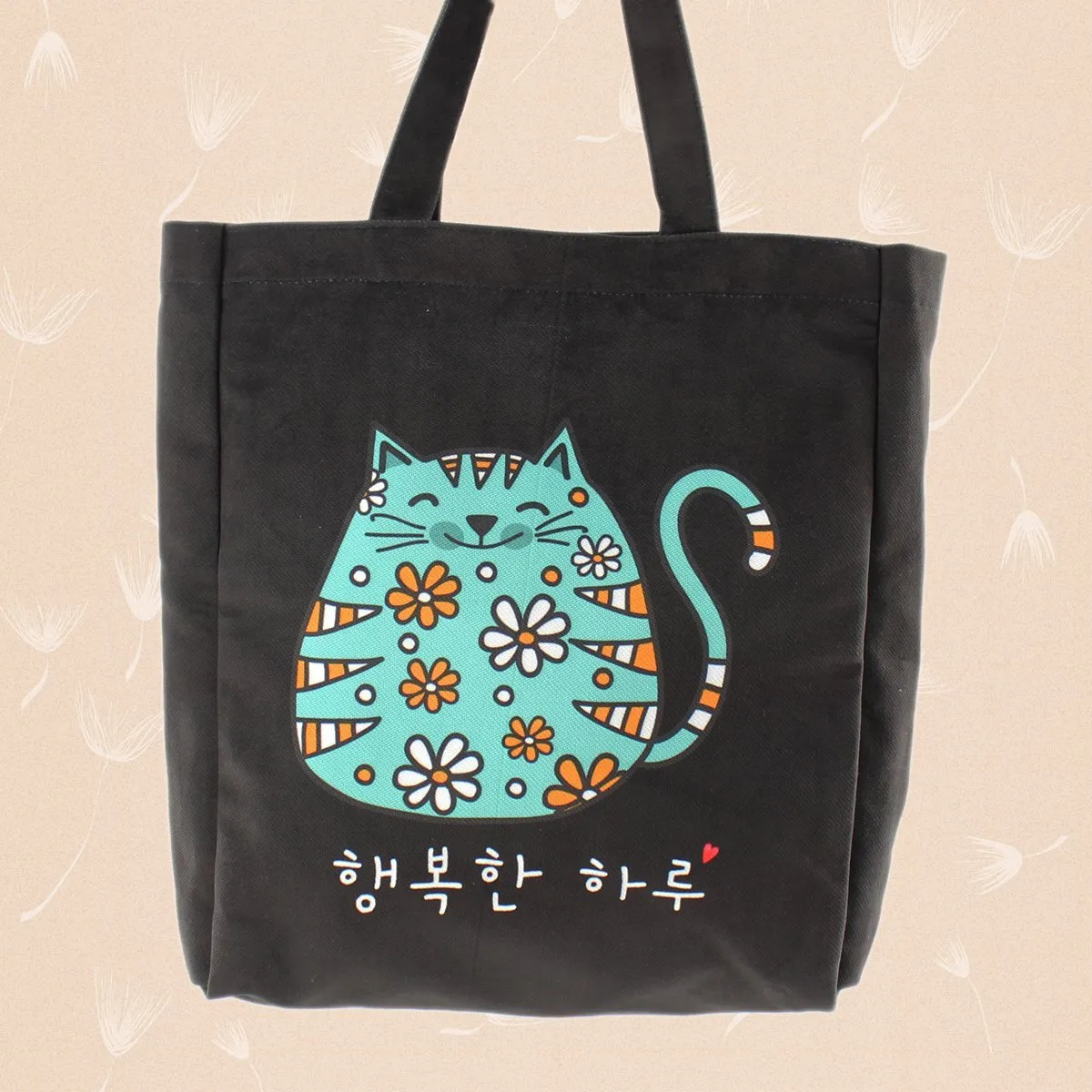 Korean KPOP Tote Bag Cartoon Cat Women Bag with a Shiba Inu Keychain