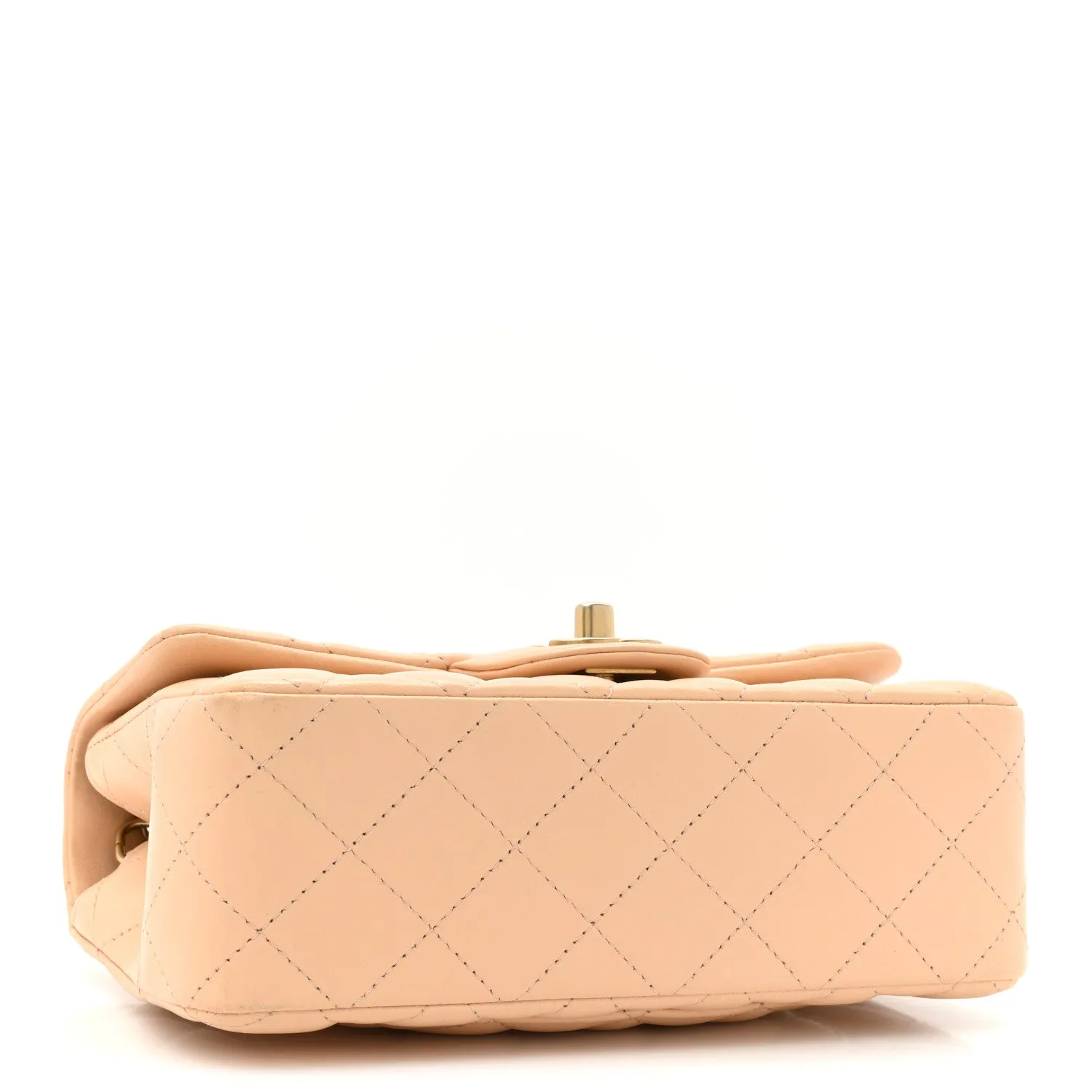 Lambskin Quilted Mini Rectangular Flap Beige