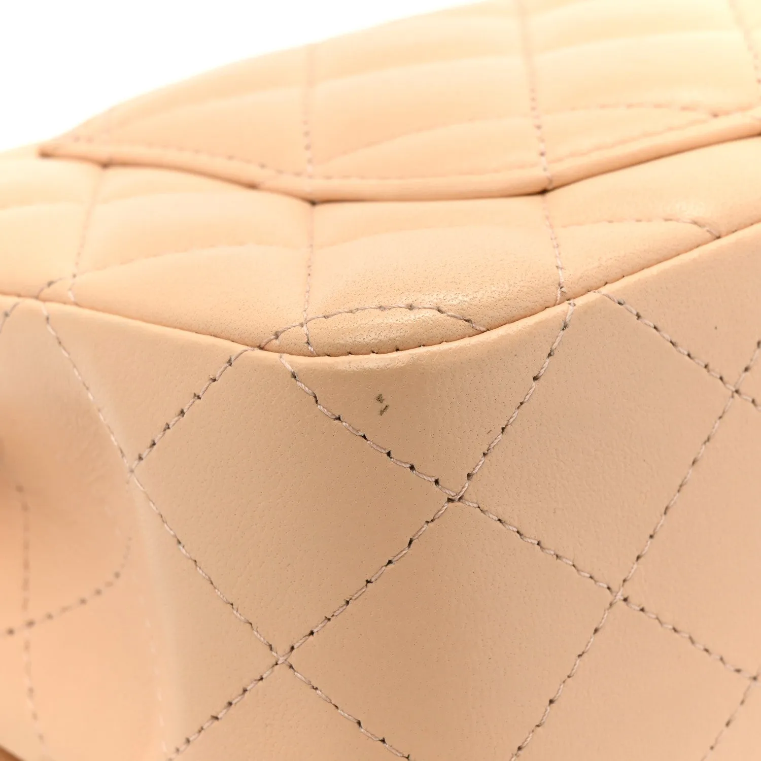 Lambskin Quilted Mini Rectangular Flap Beige