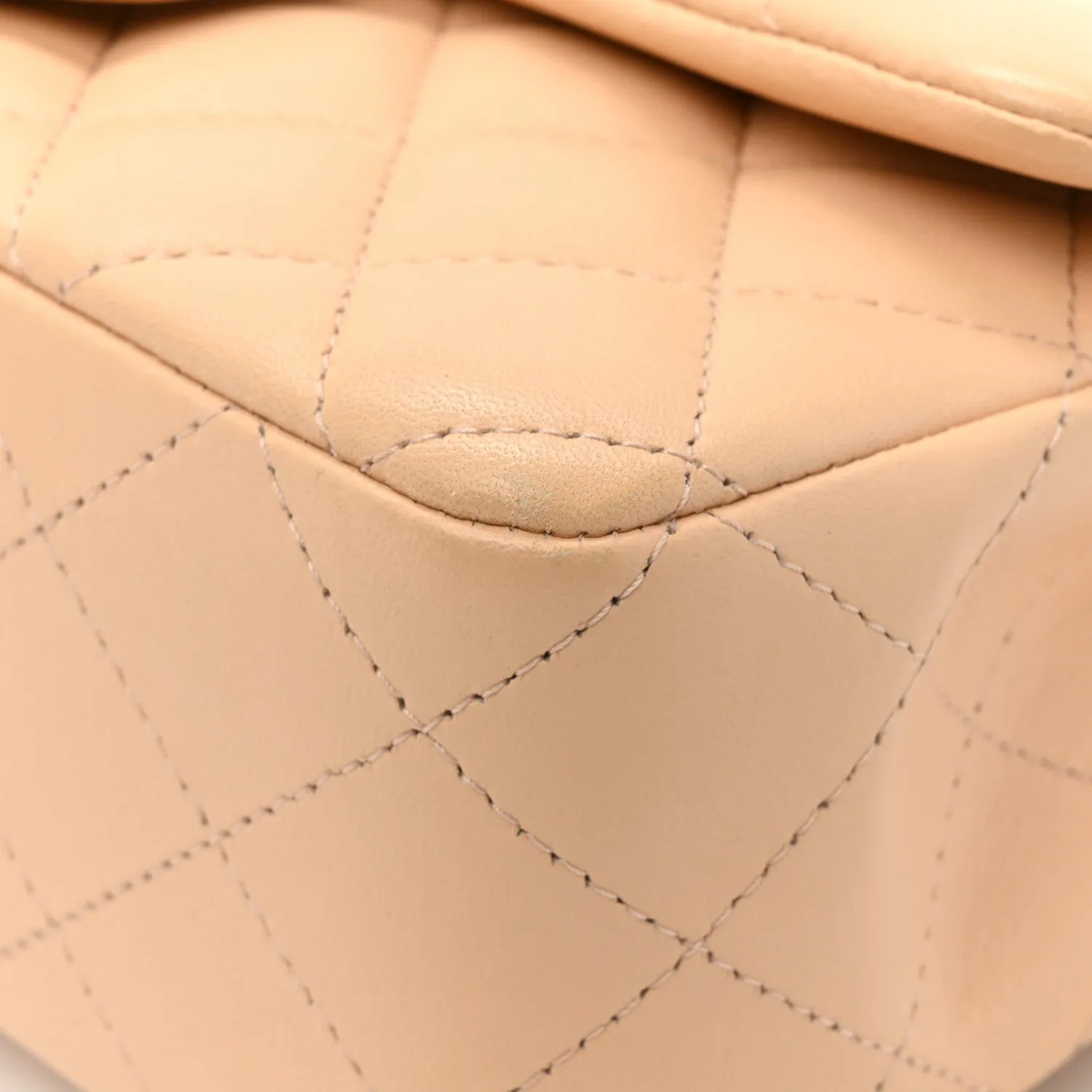 Lambskin Quilted Mini Rectangular Flap Beige