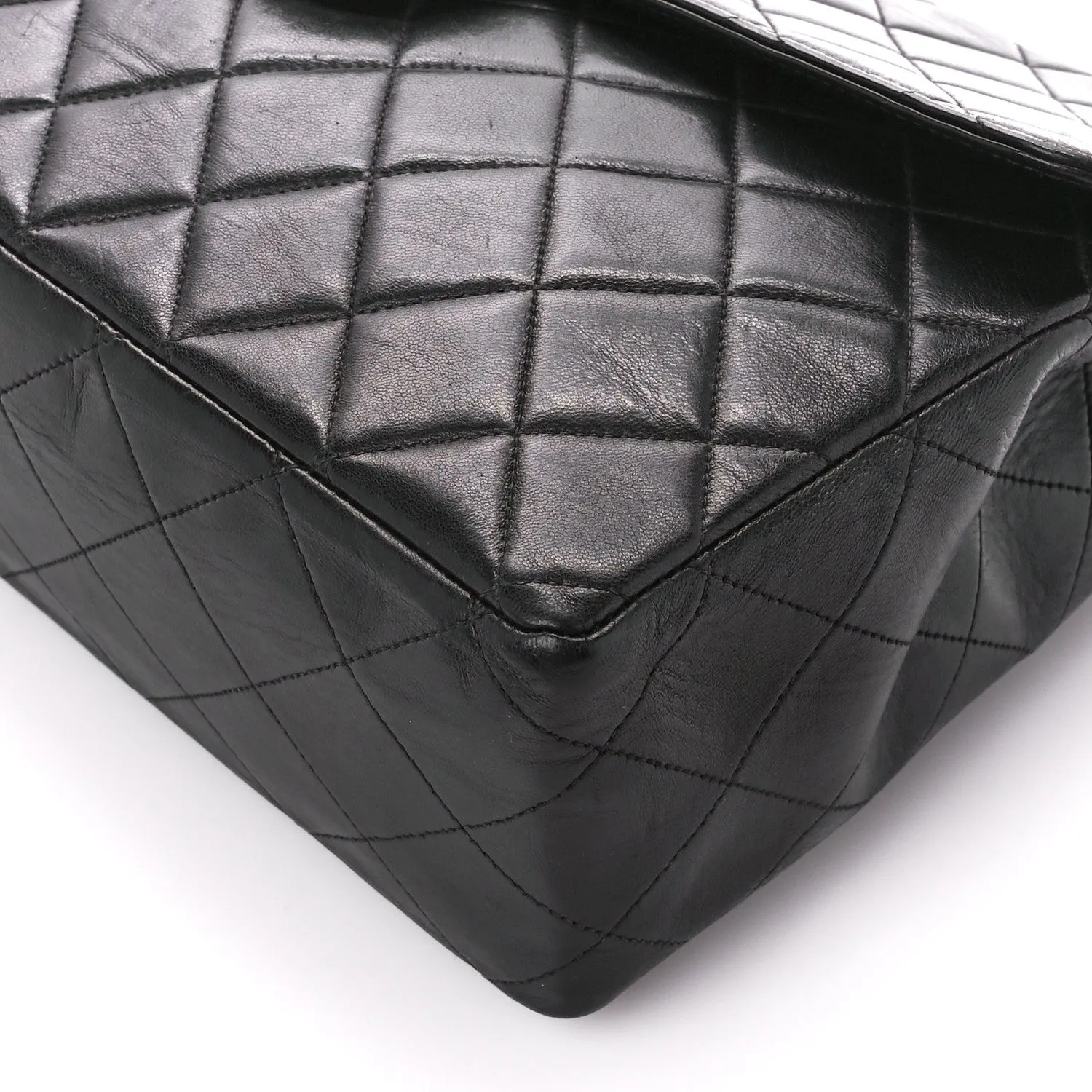 Lambskin Quilted XL Jumbo Single Flap Black