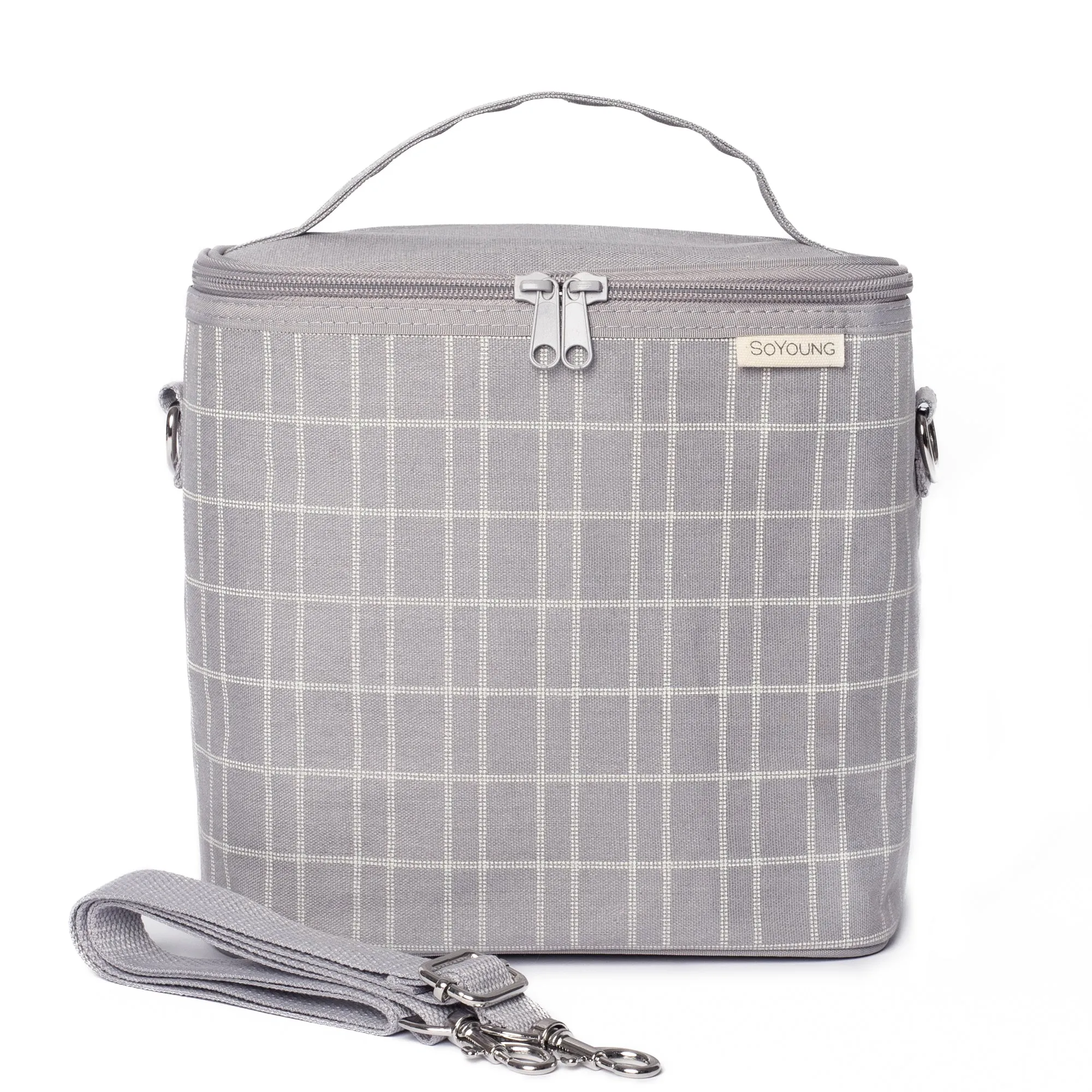 Light Grey Grid Lunch Poche