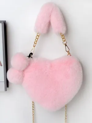 Lovey Dovey Pink Plush Heart Bag