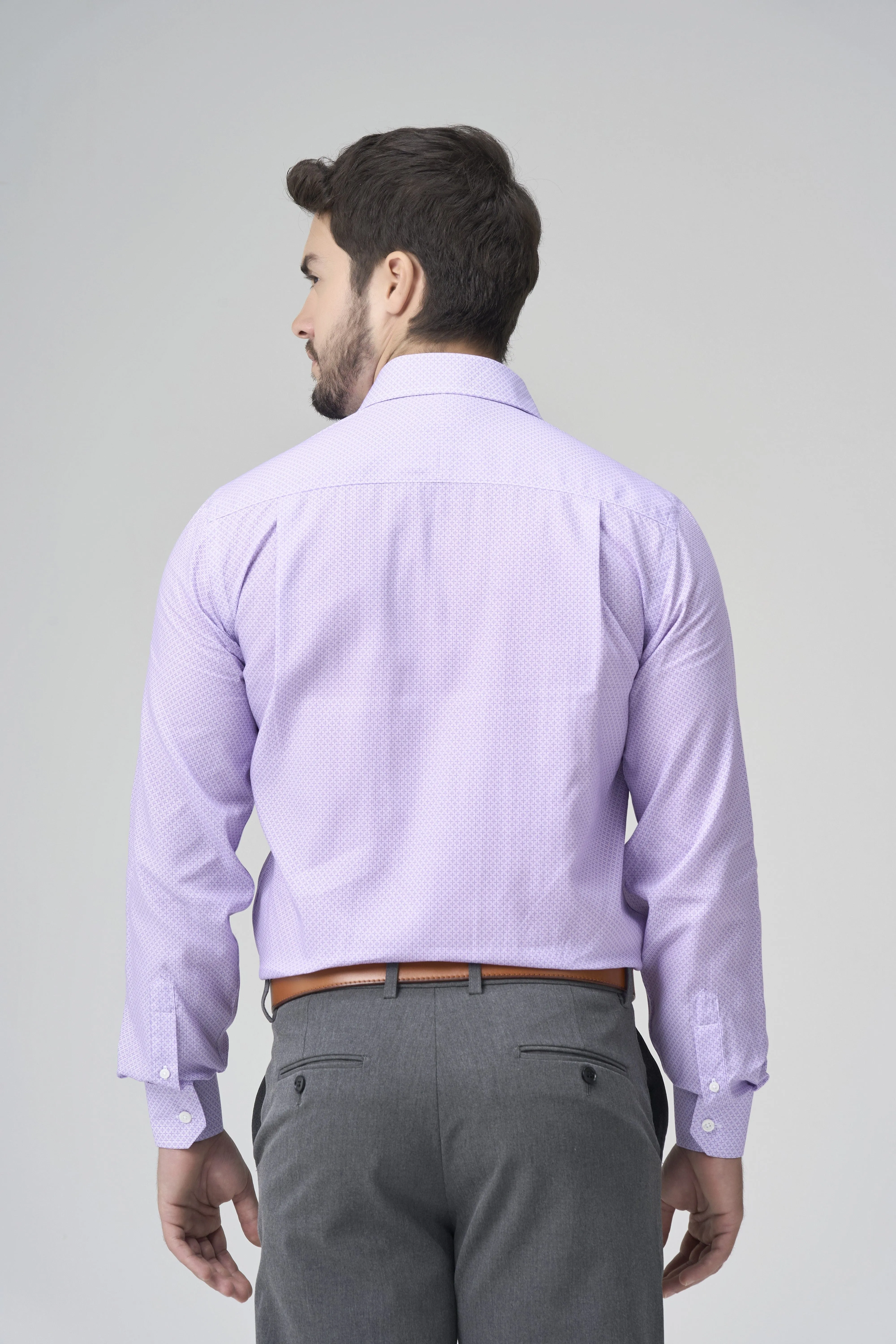 Mauve Print 100% Cotton Slim Fit Business Dress Shirt