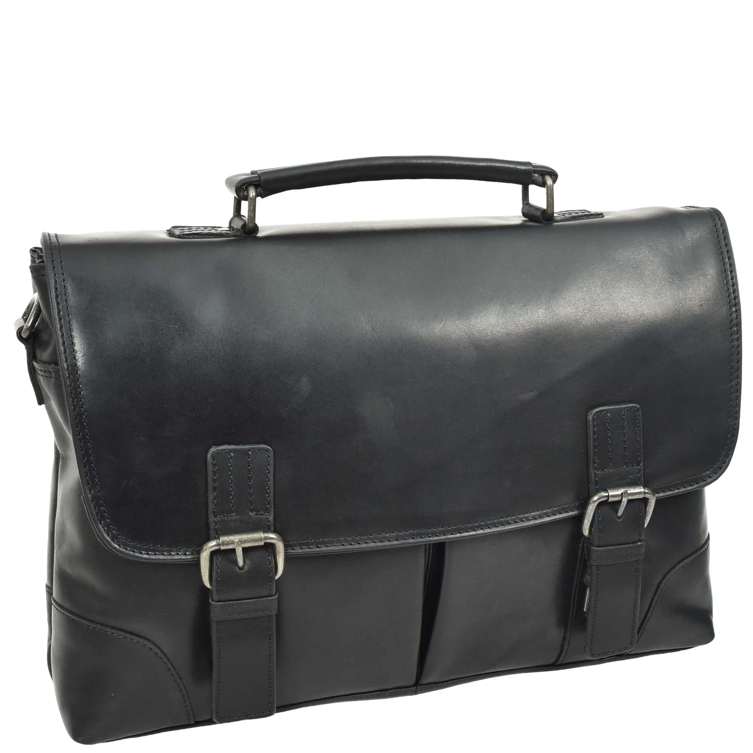 Mens Real Leather Briefcase Cross Body Classic Bag TOM Black