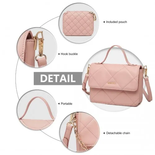 Miss Lulu Diamond Quilted Leather Chain Shoulder Bag - Pink | Stylish & Versatile