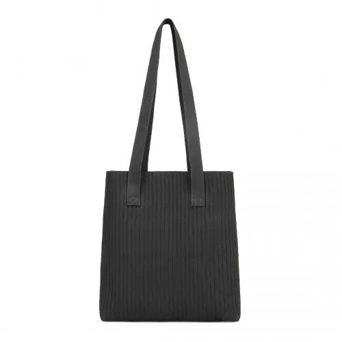 Miss Lulu Large Capacity Black Polyester Tote Shopping Bag - Stylish & Practical Shoulder Bag