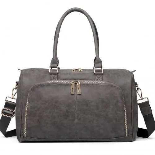 Miss Lulu Leather Look Maternity Changing Shoulder Bag Grey - Stylish & Practical Baby Bag