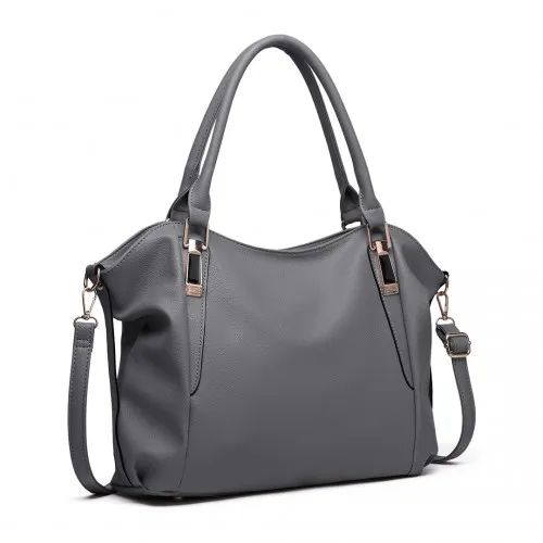 Miss Lulu Soft Leather Elegant Simple Shoulder Bag - Dark Grey | Stylish & Versatile Handbag