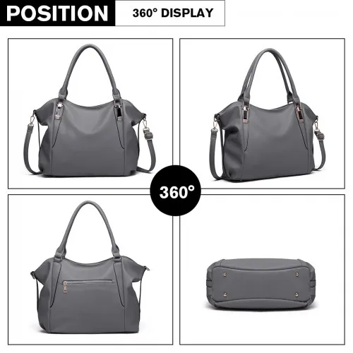 Miss Lulu Soft Leather Elegant Simple Shoulder Bag - Dark Grey | Stylish & Versatile Handbag